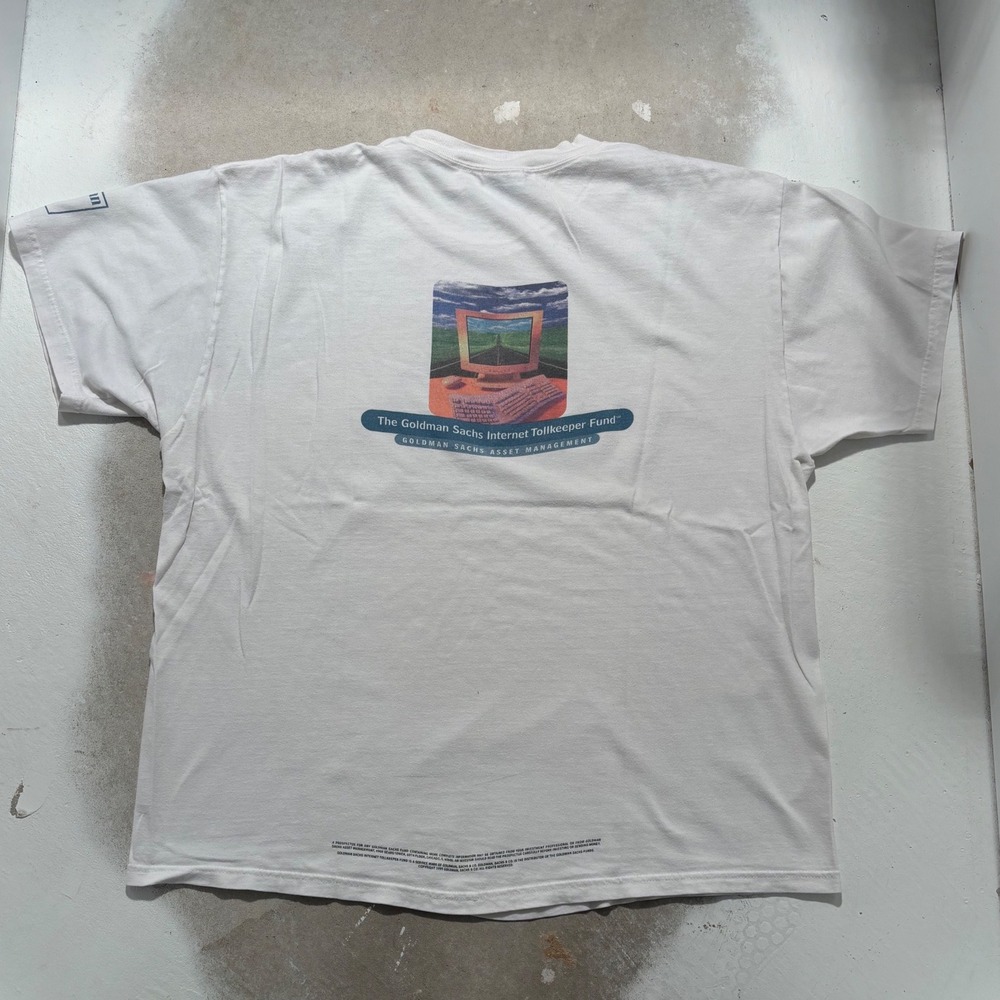 Vintage 1999 Goldman Sachs Internet Tollkeeper Fund T-Shirt Hanes Beefy-T XL